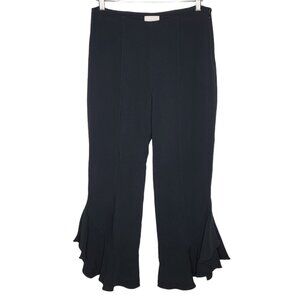 Cinq a Sept Size 8 Black Charlie Ruffle Women's Pants‎ Side Zip